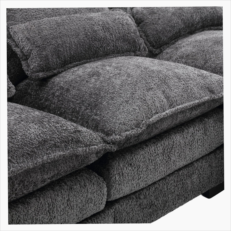 Odas 110.63'' Modular Sofa, Dark Gray Fabric