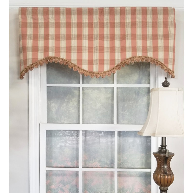 Laverty Cotton Blend Plaid Scalloped Window Valance