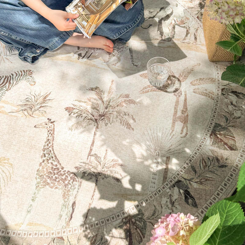 Animals Print Washable Thin Non-Slip Area Rug, Rectangle 3' x 5'