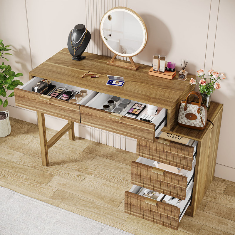 Table de coiffeuse pour le maquillage de style moderne, Noyer brun
