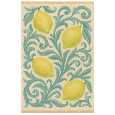 Coastal Lemon Scrollwork Indoor/Outdoor Runner