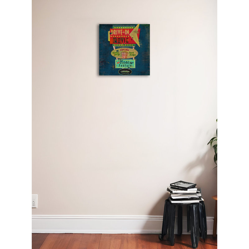 «Retro Drive in Theatre Ad» par Marilu Windvand, affiche vintage sur toile tendue