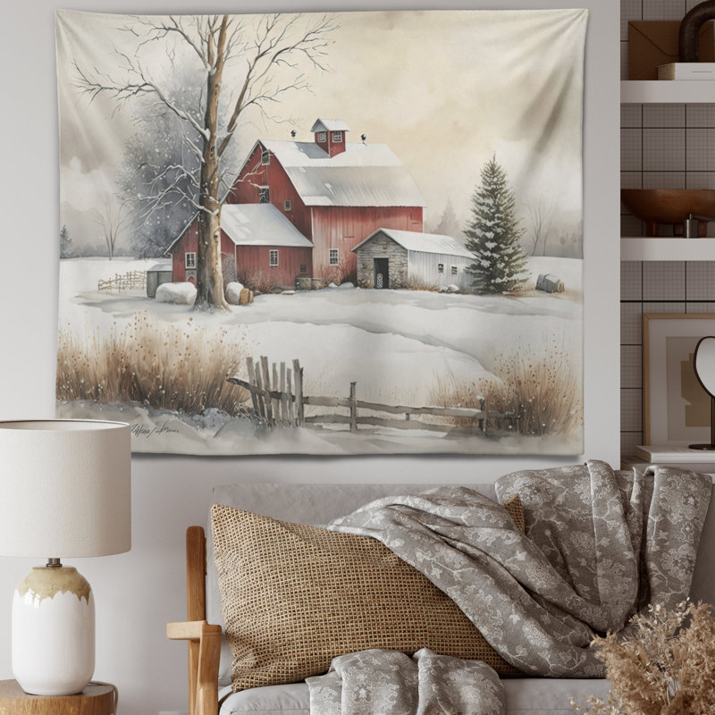 Tapisserie en polyester jaune Church pendant l'hiver II, H 32 po x l 39 po
