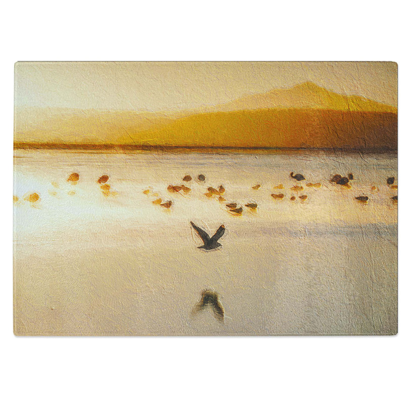 Tempered Glass Birds on the Beach Chopping Board, 39 cm W x 28.5 cm L