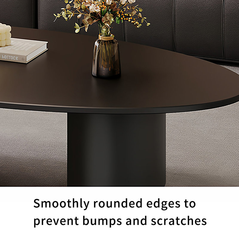 Ensemble de tables basses ovales Home Home avec base en métal, 15,74 po H x 47,24 po L x 23,62 po l, Noir, Noir