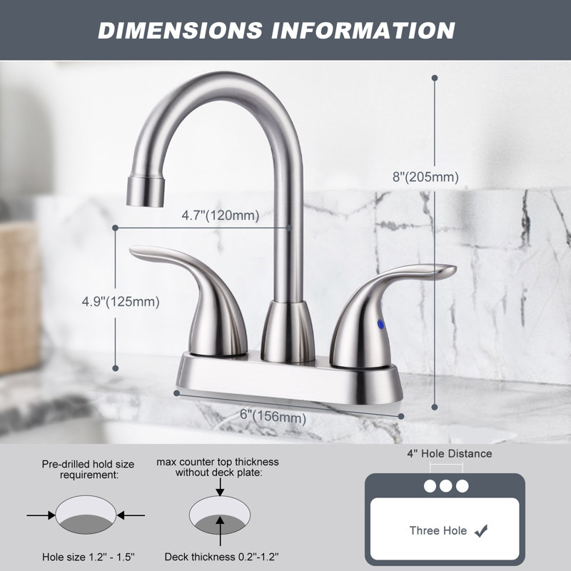 2-handle Bathroom Faucet, Brushed Nickel