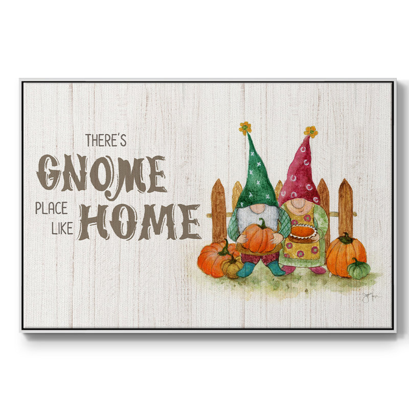 «Gnome Place Like Home», toile tendue avec châssis, H 17 po x l 25 po x P 1,5 po, Toile encadrée flottée blanche