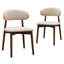 Chaises de salle à manger rembourrées en flanelle de chameau clair avec pieds en bois de noyer, ensemble de 2-133415850