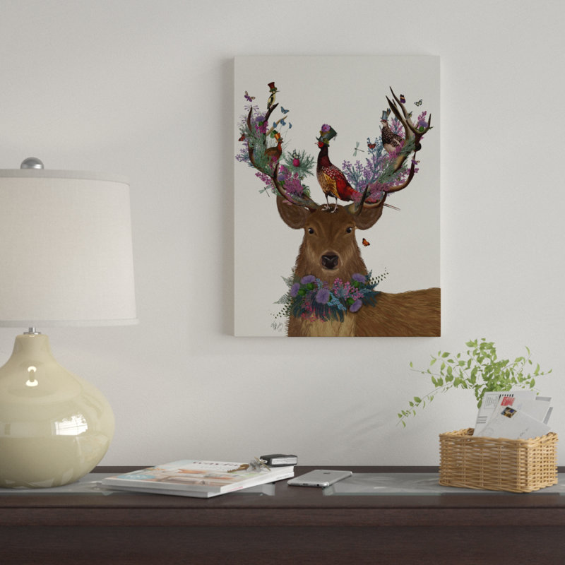 «Deer Birdbirder, Scottish», reproduction d'impression sur toile tendue, H 32 po x l 24 po x P 2 po