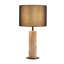 Lampe de table en bois massif H 20,7 po avec abat-jour tambour en lin Gaverne-2125104936
