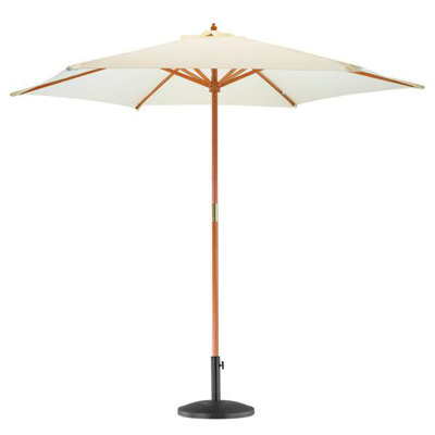 Wooden Garden Parasol & Base - 2.7m