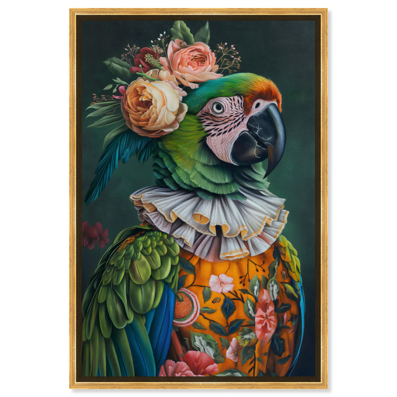 Art de la salle de bain «Parrot I» par Art Remedy, Cadre doré, H 16 po x l 11 po