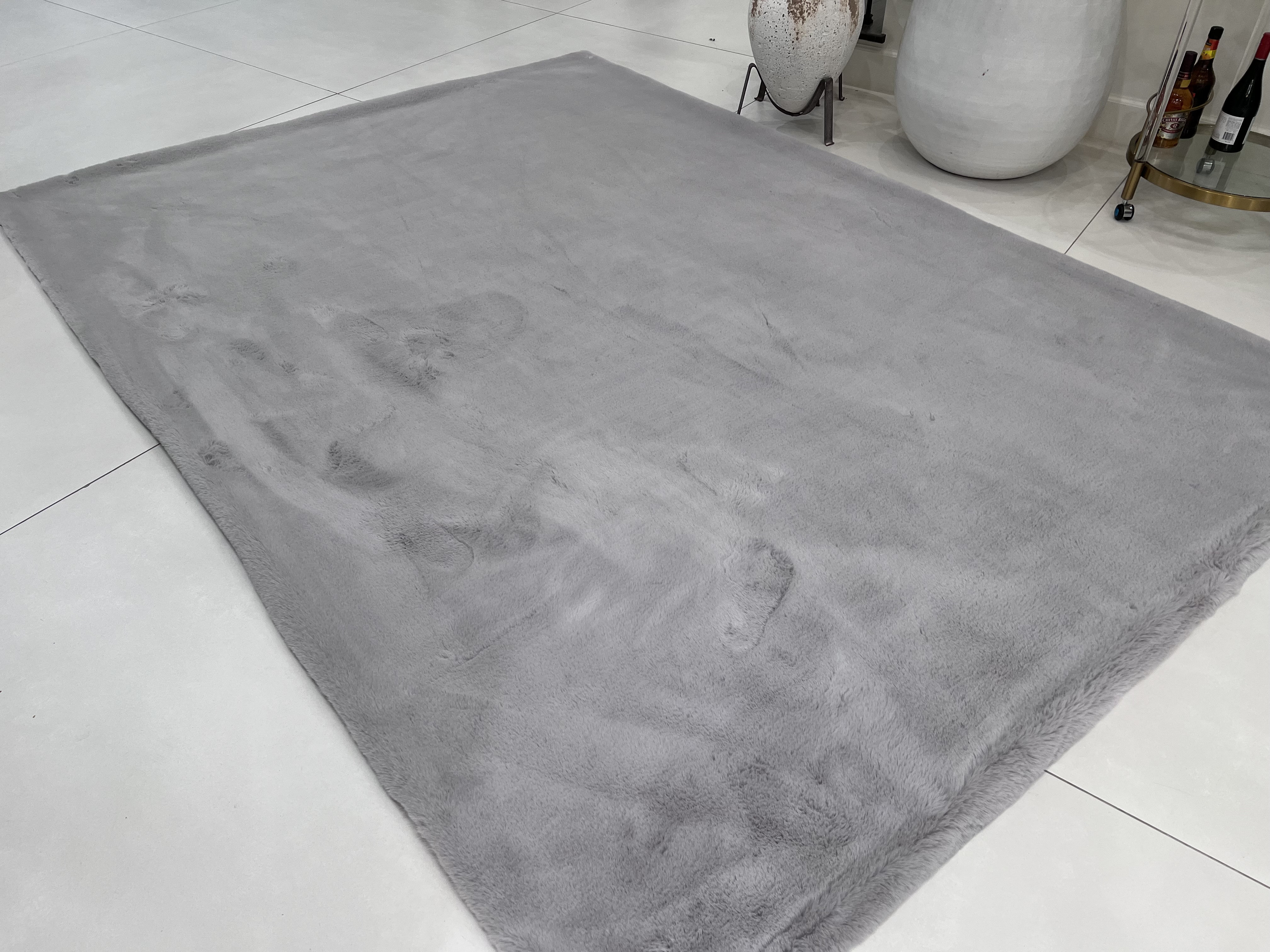 Mercer41 Feridun Solid Color Machine Wash Faux Fur Vegan Silver Wayfair