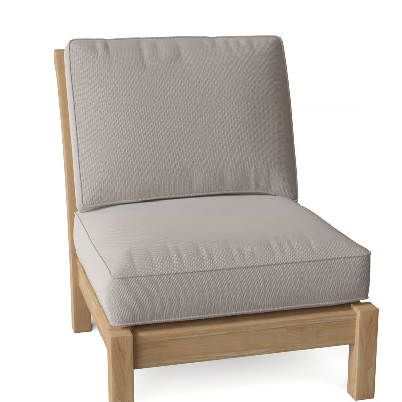 Chelsea Outdoor Teak Armless Lounge Chair, Sailcloth Seagull