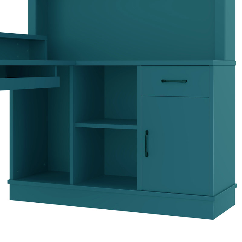 Bureau en coin en L avec station de charge, Vert