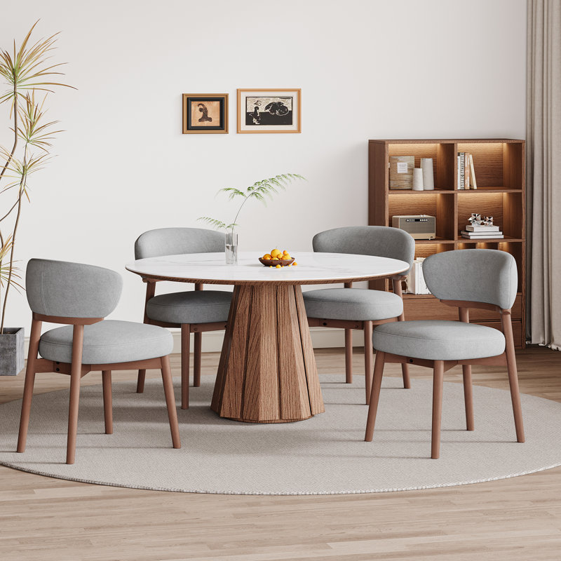 Chaise rembourrée en bois massif, Gris foncé