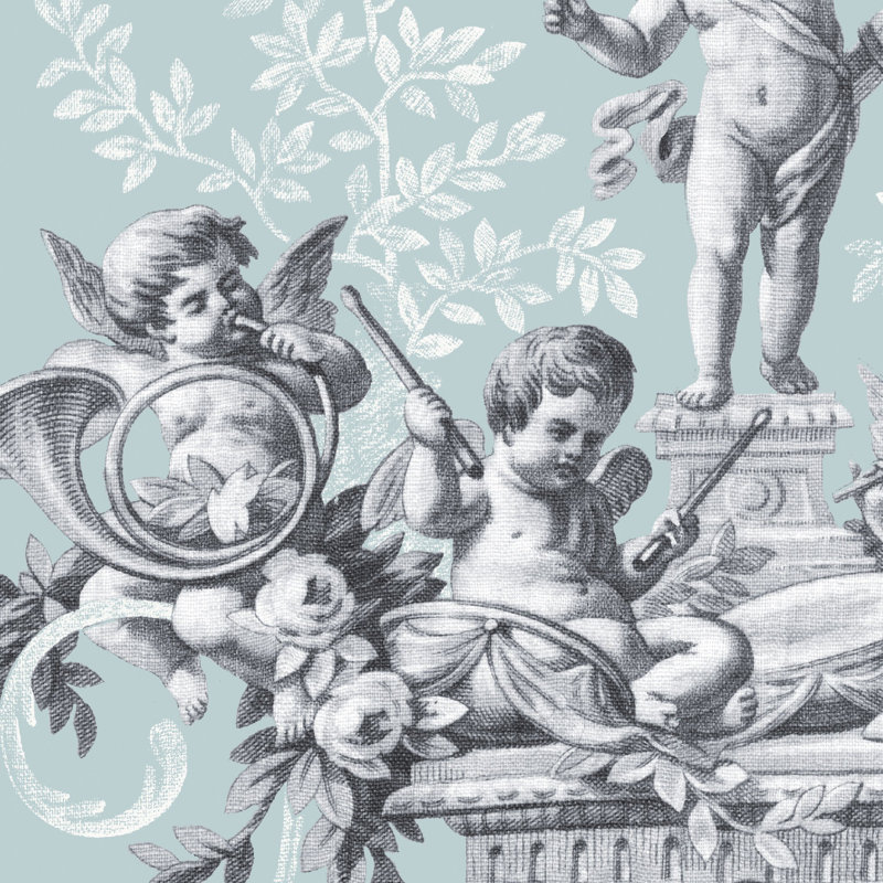 Toile Wallpaper Roll, Duck Egg
