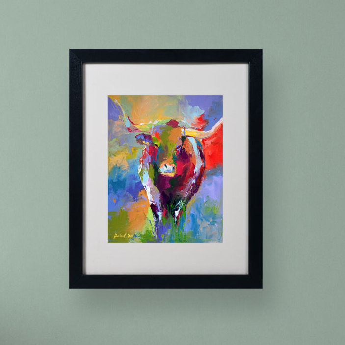 « longhorn », reproduction d’art sur toile encadrée, H 20 po x l 16 po x P 0,5 po, Noir