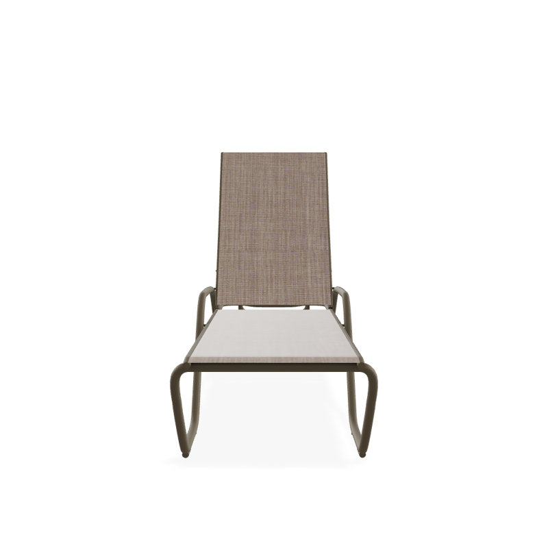 Outdoor Rust-Resistant Metal Chaise Lounge, Textured Beachwood, Augustine Fennel Sunbrella®