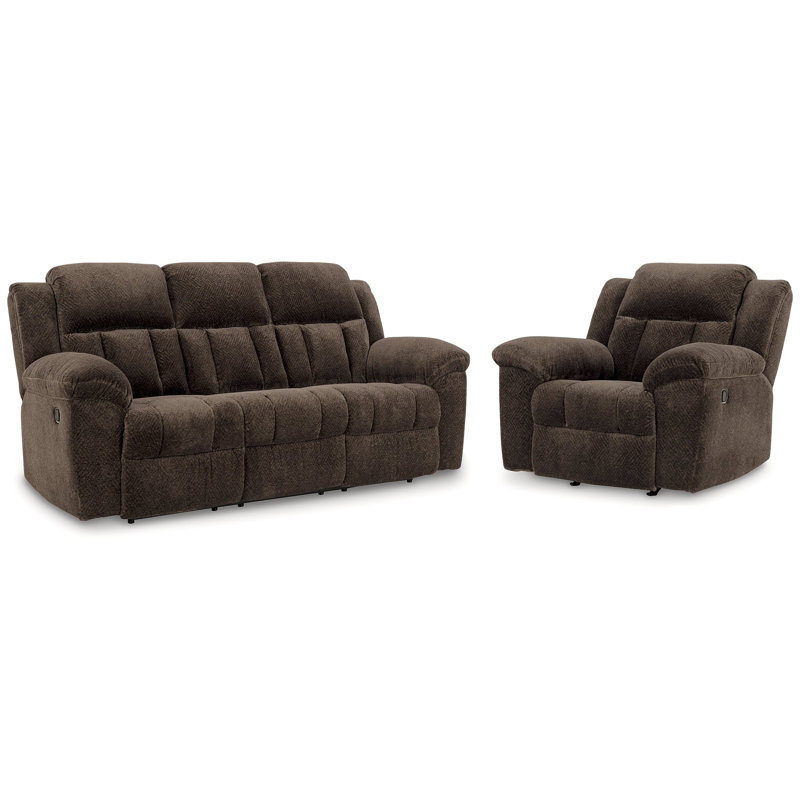 Canapé inclinable et fauteuil inclinable Frohn, Brun