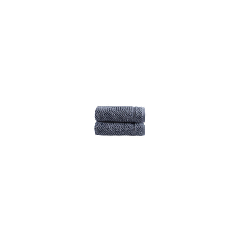 Ensemble de deux serviettes de toilette grises à carreaux en coton turc, 40 x 75 cm