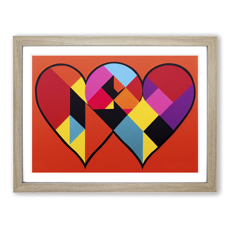 Love He Pop Abstract - Single Picture Frame Print, 46cm H x 64cm W, Grey