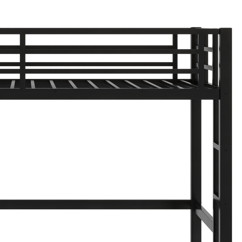 Metal Bunk Bed, Lower Bunk Can Be Pulled Out In Three Sections, Top Bunk Equipped With Safety Rails
