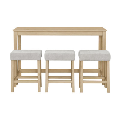 Inch Dining Bar Table With Power Outlets Solid Wood Industrial Farmhouse Style For Kitchen, Dining Room, Living Room