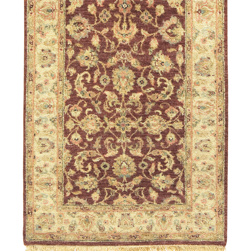 Hand Knotted Wool Oriental Area Rug in Red/Beige/Brown, Runner 3'7" x 8'
