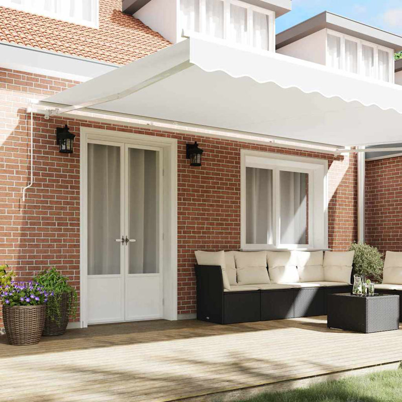 Brayden Studio Retractable Door / Window Awning, White, 500 cm W x 300 cm D