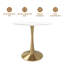 Table de salle à manger ronde avec plateau en pierre frittée et base de piédestal en acier pour 2 à 4 personnes dans la cuisine et la salle à manger-413644445-413644444