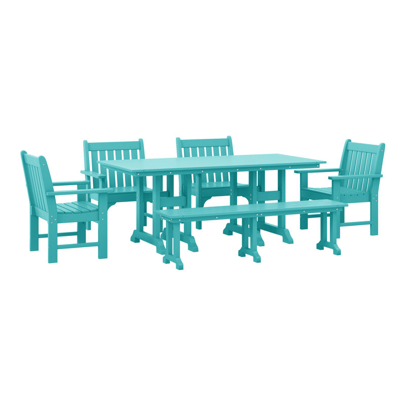 Ensemble de salle à manger avec table et accoudoirs de jardin 6 pièces Laguna Poly, Turquoise