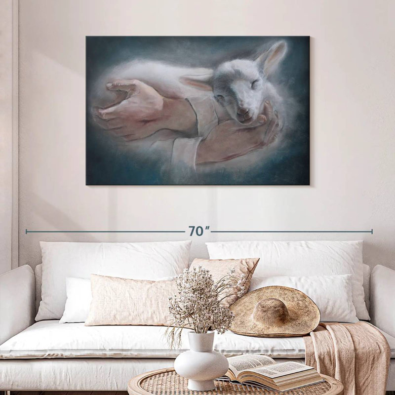 Adella Jesus Holding Lamb, 30" H x 45" W