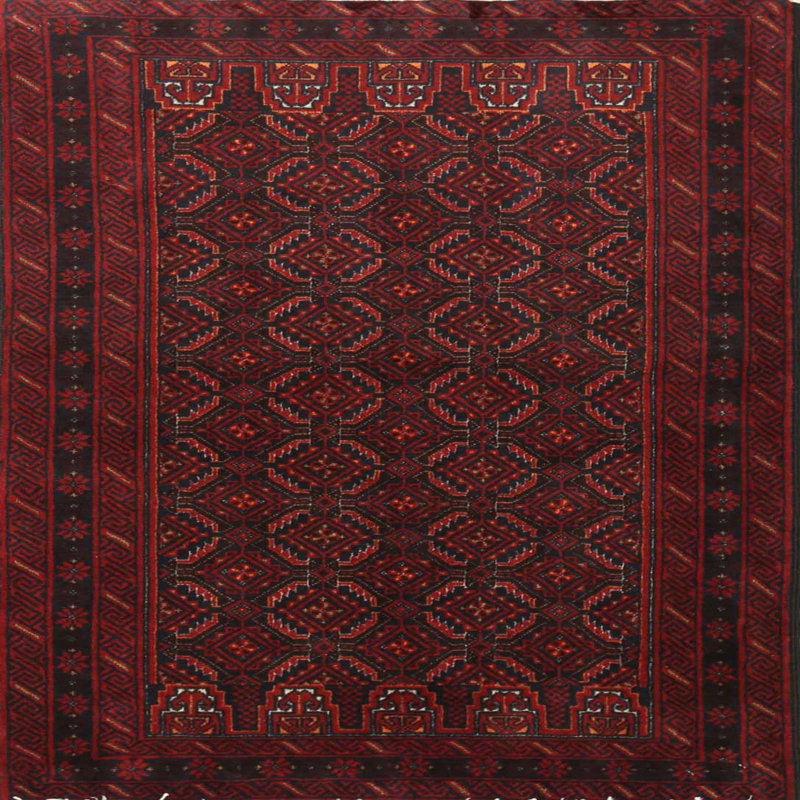 Tapis rouge à motif sud-ouest, Carré 8 pi
