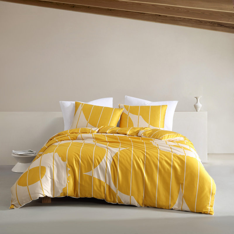 Vesi Unikko Yellow and Beige Organic Cotton Full Duvet Cover Set