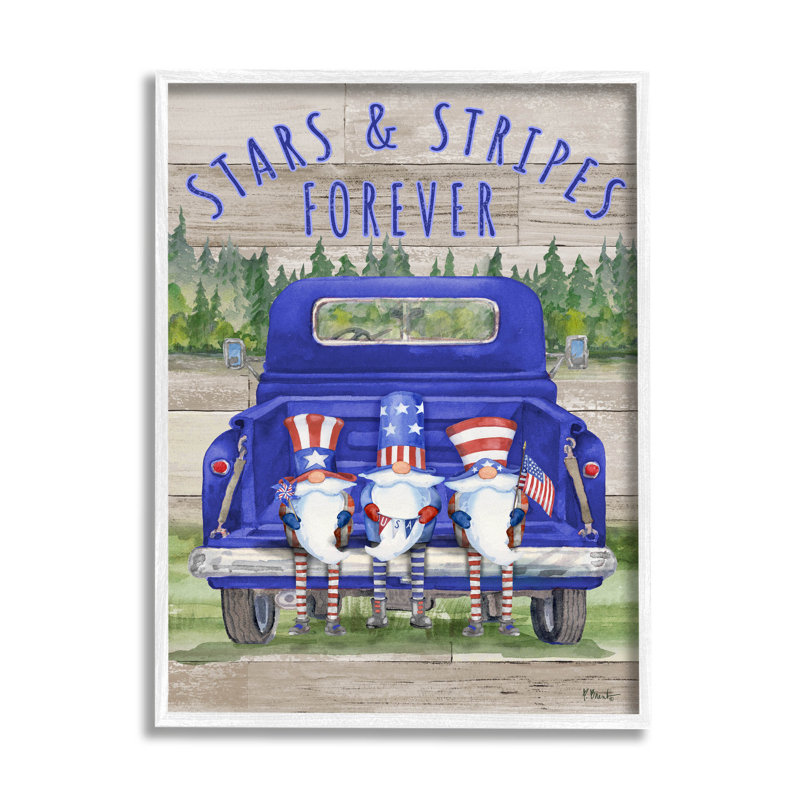 Stars & Stripes Forever at-103, H 14 po x l 11 po x P 1,5 po, Giclée encadrée blanc bord de mer