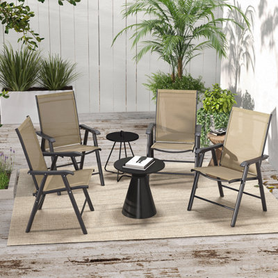 4‑Pack Outdoor Folding Patio Chairs, Powder‑Coated Steel Frame Breathable Mesh Lawn Chairs
