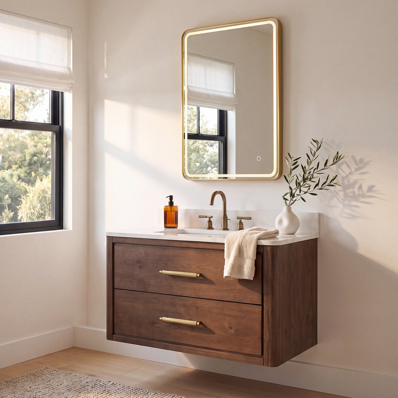 Cristo 36'' Single Bathroom Vanity, Dark Brown Oak