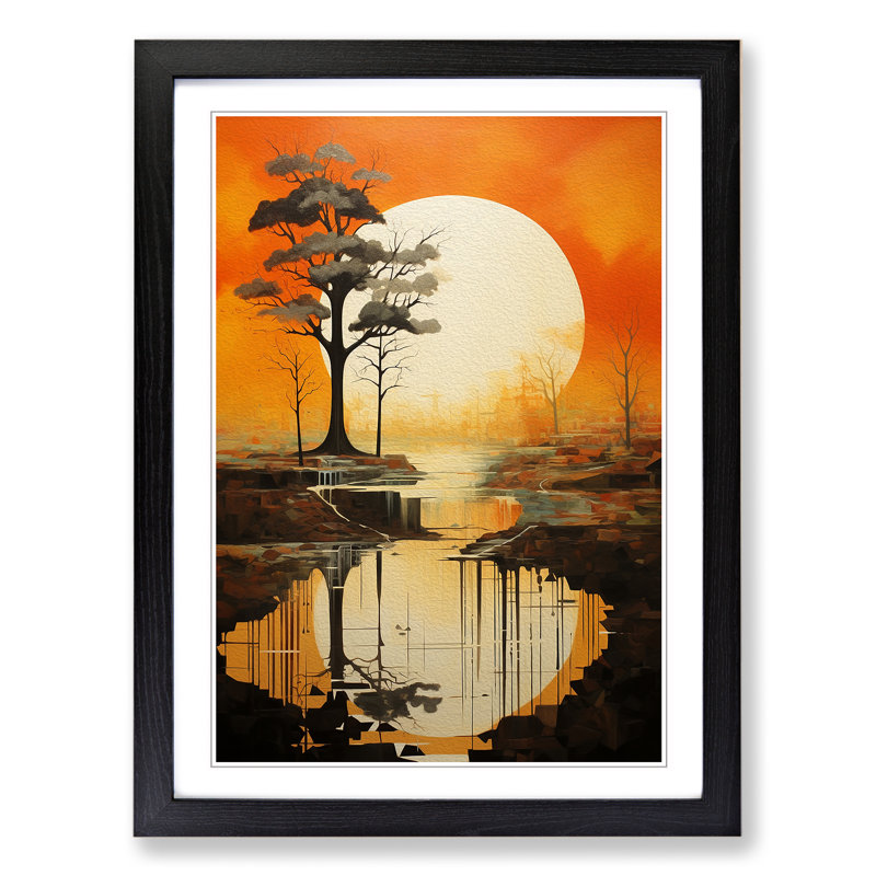Landscape Modern Art - Framed Print, 64cm H x 46cm W x 2cm D, Black Framed