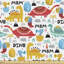 Tamar Mom Dinos Palms and Eggs Fabric