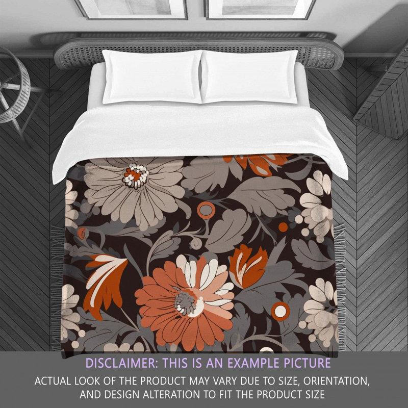 Machine Printed Comforter, King Comforter, Brown/Silver/Black Floral