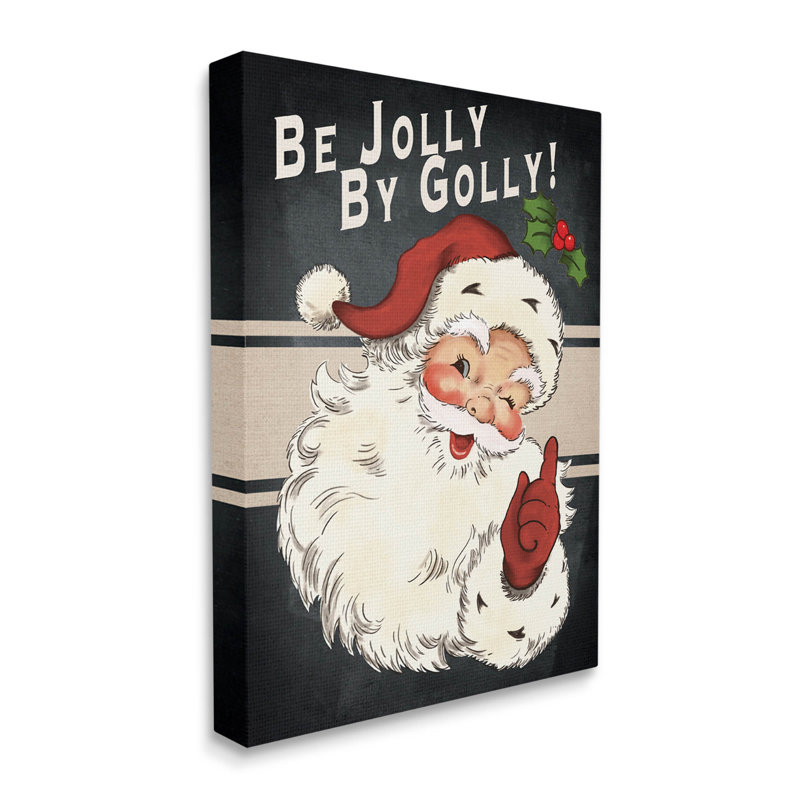 «Be Jolly» par Golly, art mural rétro sur toile de Noël par Jo Moulton, H 48 po x l 36 po x P 1,5 po