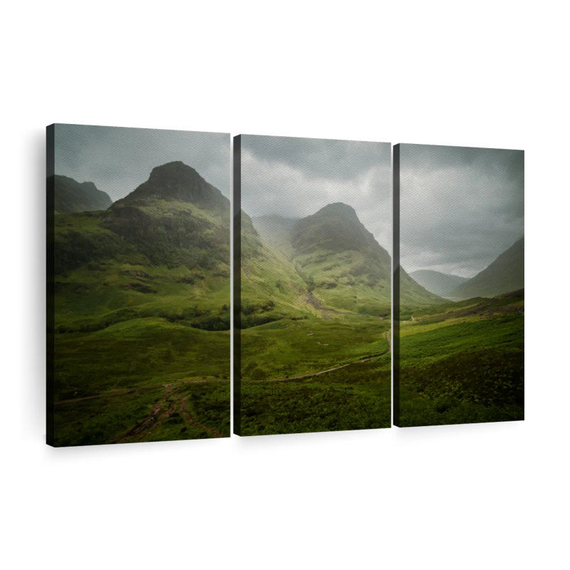 Ensemble de 3 pièces sur toile The Road To Glencoe, Écosse, H 28 po x l 45 po x P 1,25 po