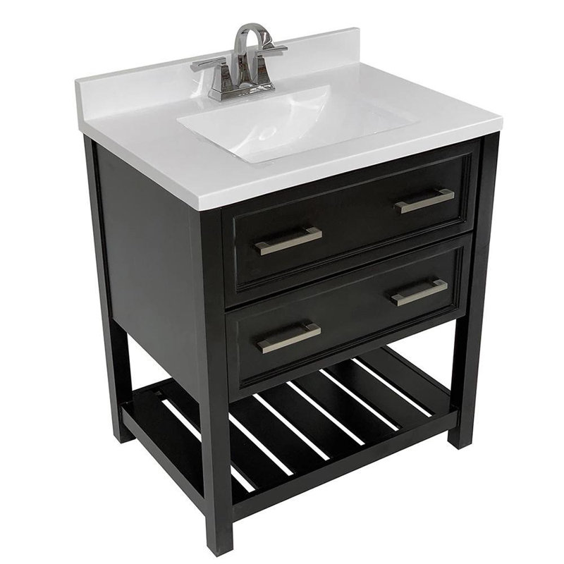Espresso and White 31'' Single Bathroom Vanity with Cultured Marble Top