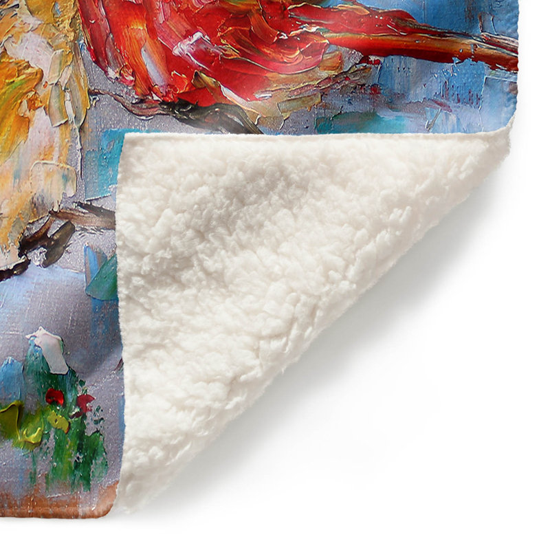 Couverture sherpa douce 2 cardinals, l 51 po x L 60 po