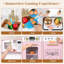 Cuisine en bois pour enfants avec lumières et sons, cuisine de jeu d'imitation avec accessoires pour les tout-petits de 3 à 8 ans-132786938