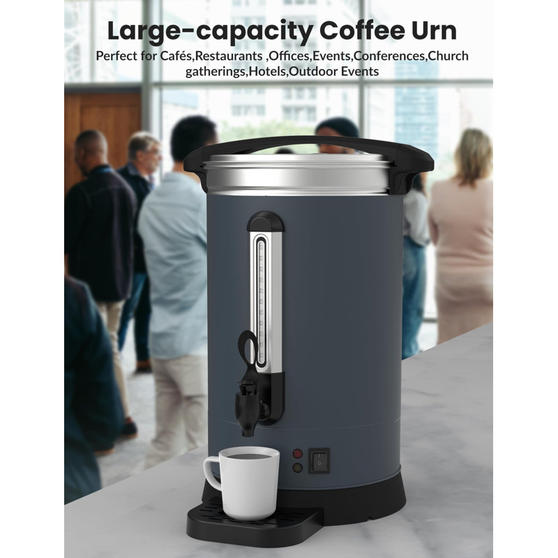 Commercial Coffee Urn – 14L (100 Cup) Stainless Steel Hot Water & Coffee Dispenser – Double Wall Insulation, Electric Large Capacity Fast Brew for Catering, Weddings, Events