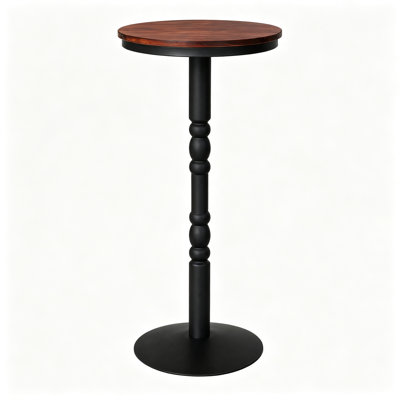 Table de bar ronde, table de pub/bistro de 110 cm de hauteur, plateau en bois de 55 cm avec pied central en métal, table haute vintage idéale pour bar, cuisine, pub ou soirées.