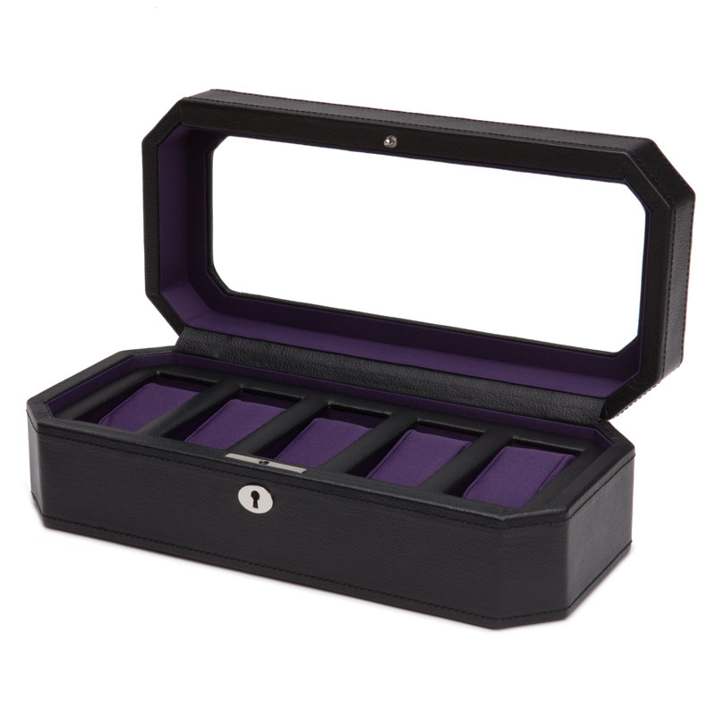 Boîte à montre 5 pièces, Noir / Mauve
