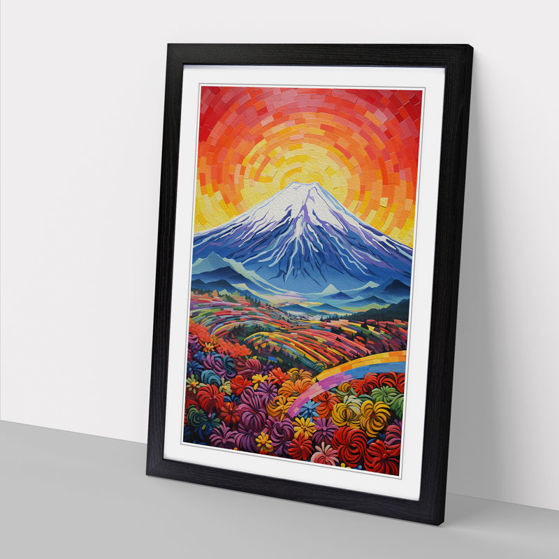 Mount Fuji Colour Field Art - Framed Print, Black Framed, 46cm H x 34cm W x 2cm D